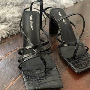 Public Desire Square Toe Croc Embossed Heels
